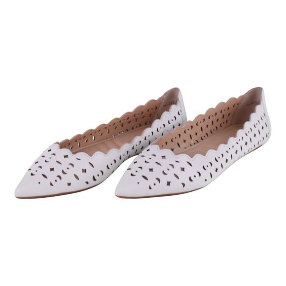 Adrienne Vittadini FORST Leather Laser-Cut Flats – White (Size 8M) - Picture 4 of 9